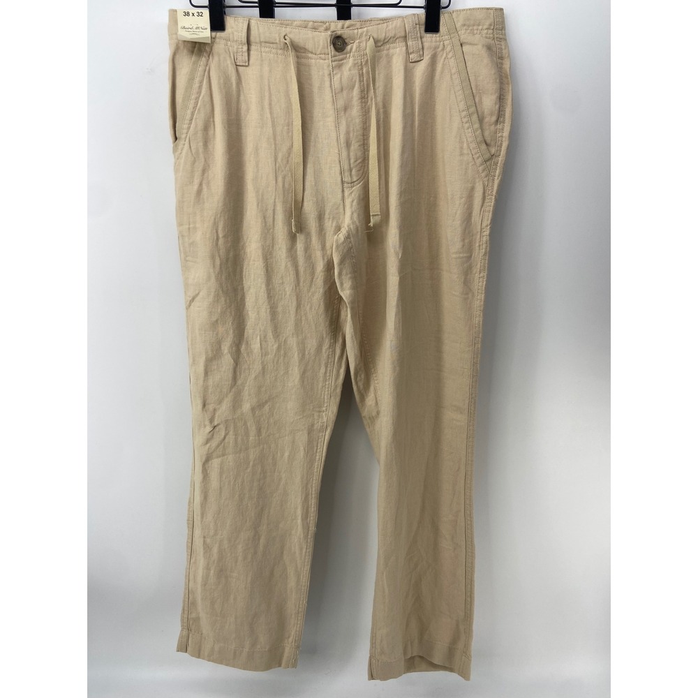 Baird McNutt Murano Pants Men 38x32 Tan Irish Linen Beach Summer Vacation Light
